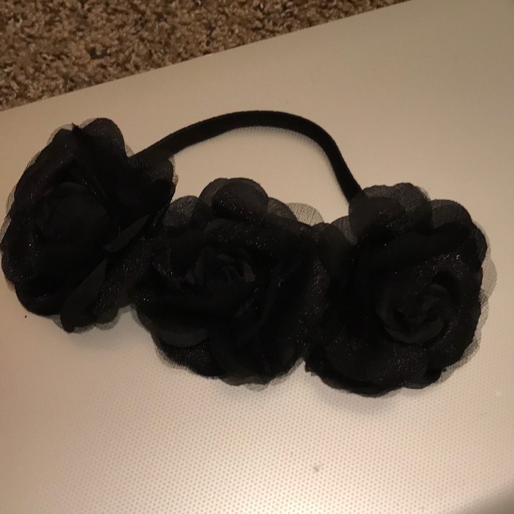 Floral black head band